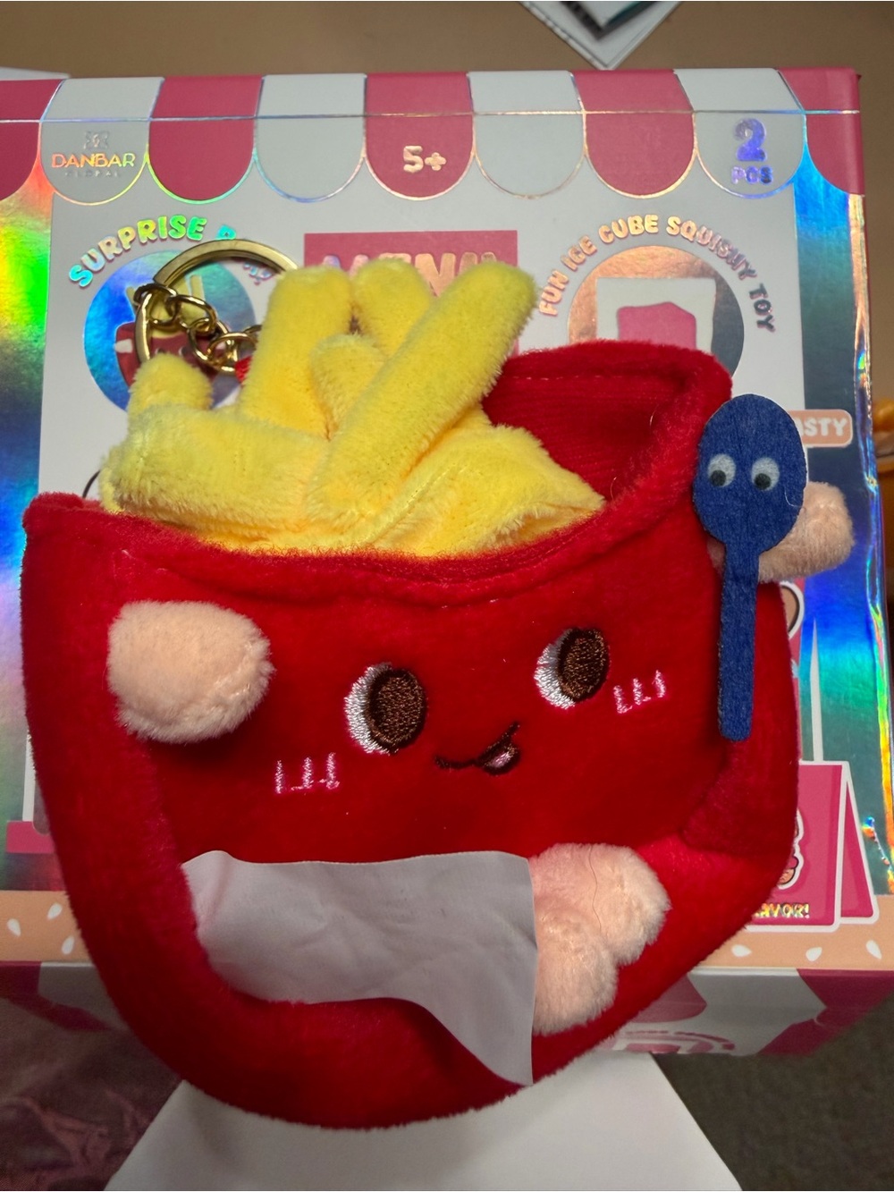 DANBAR Global French Fries Plush Keychain Mini Under 6" Red Fries Box 5+